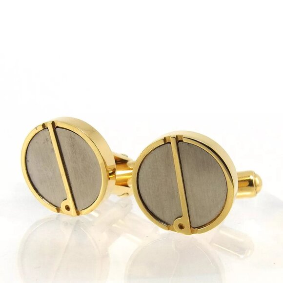 dunhill cuff d mark Gold & Silver hardware Authentic used T17359 - Picture 1 of 6